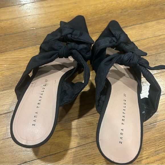 Zara Bow Knotted Kitten Heel Pointed Toe Shoes - Picture 7 of 14